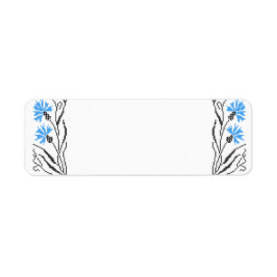 Etiqueta Diseño de costillas de flor azul