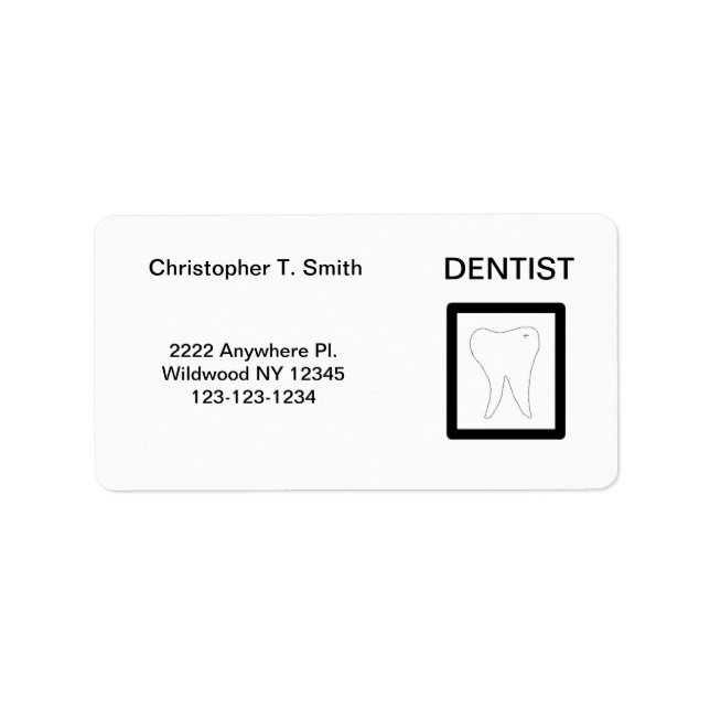 Etiqueta Diseño de diente molar de dentista (Frente)