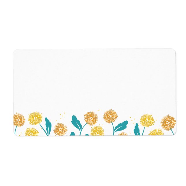 Etiqueta Diseño de flores y hojas de Dandelion (Frente)