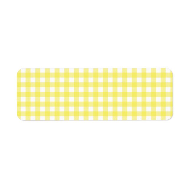 Etiqueta Diseño de Gingham amarillo y blanco (Frente)