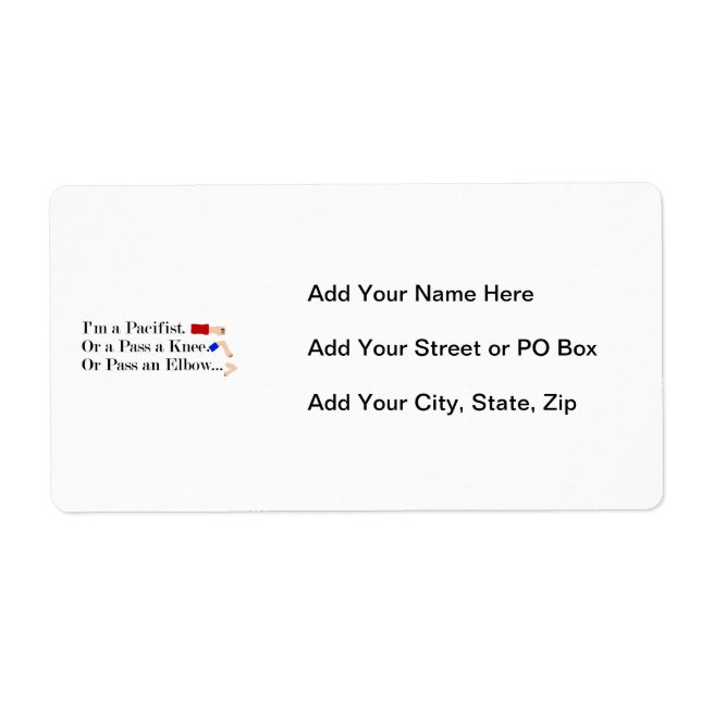 Etiqueta Diseño de Humor Pacifista de MMA (Frente)