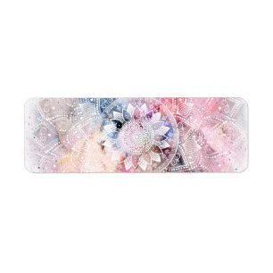 Etiqueta Diseño de Mandala de colores brillantes de color 