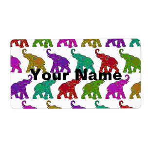 Etiqueta Diseño de mosaicos de patrón de caminata elefante