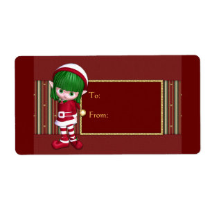 Etiqueta Diseño de Navidades con elfo lindo