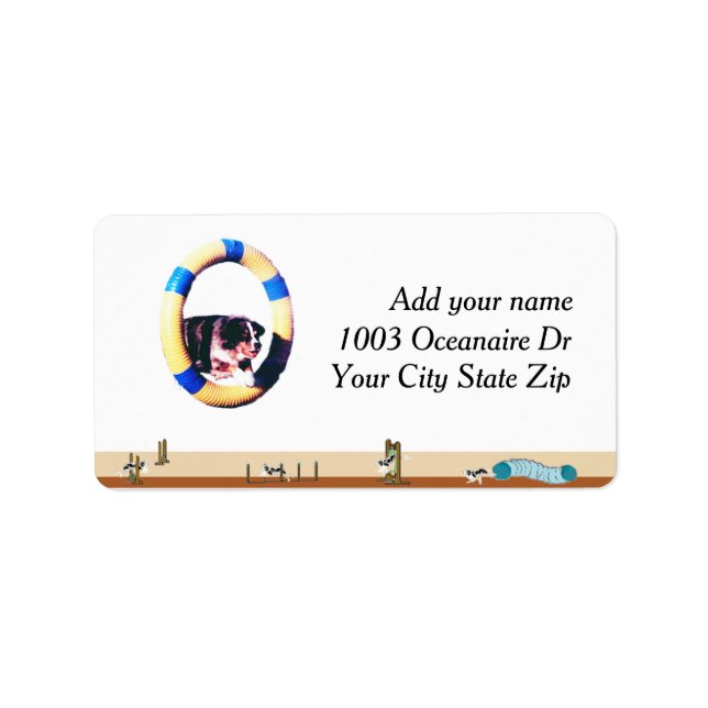 Etiqueta Diseño de Pastor Australiano con Agilidad (Frente)