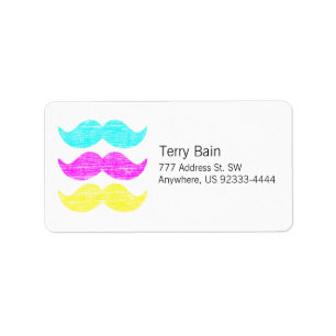 Etiqueta Diseño de Patrón de Bigote Retro Colorido