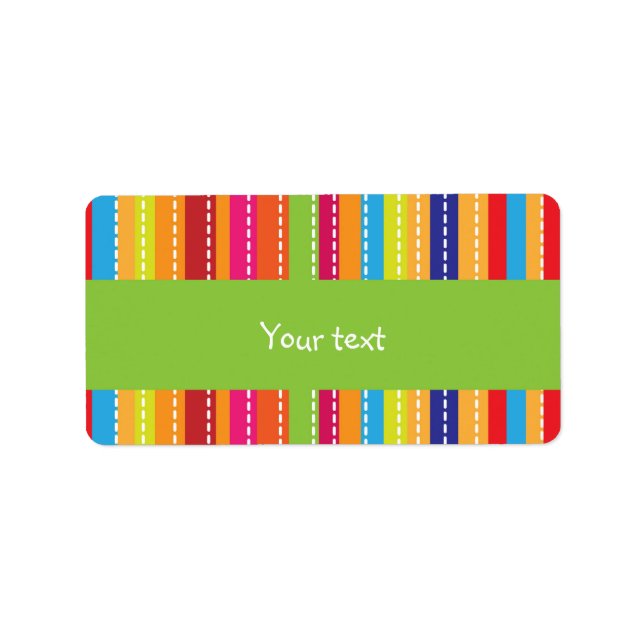 Etiqueta Diseño de rayas arco iris (Frente)