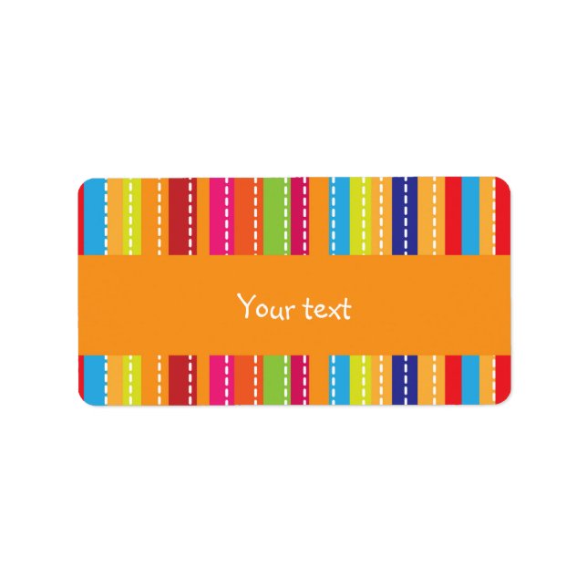 Etiqueta Diseño de rayas arco iris (Frente)