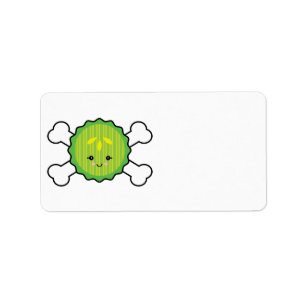 Etiqueta diseño de rebanada de pepino y huesos cruzados kaw