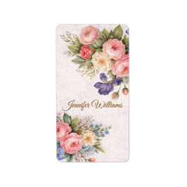 Etiqueta Diseño de rosa floral personalizado vintage rústic