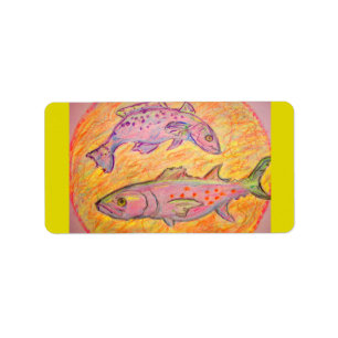 Etiqueta diseño de seatrout y caballa española