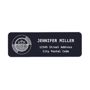 Etiqueta Diseño de temática náutica con rueda de vela