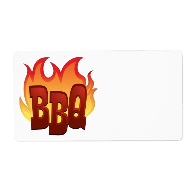 Etiqueta diseño de texto de llama de bbq (Frente)