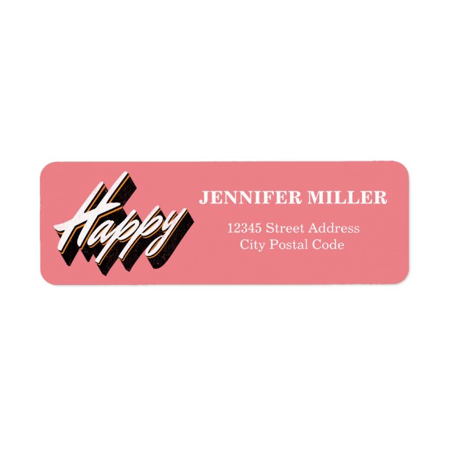 Etiqueta Diseño de texto feliz (Frente)