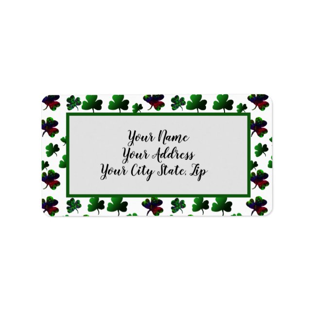 Etiqueta Diseño de trébol afortunado arcoíris (Frente)