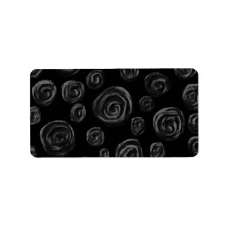 Etiqueta Diseño del patrón Rosa negro.