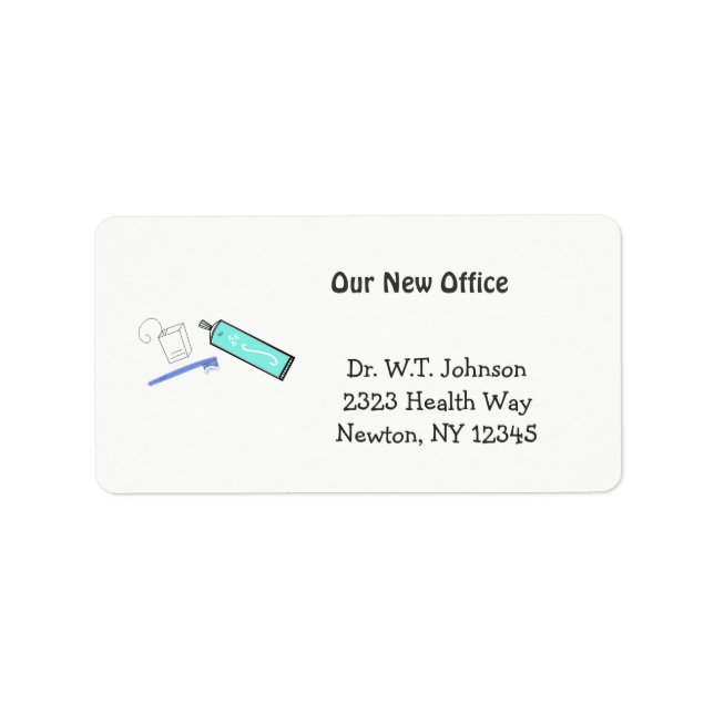 Etiqueta Diseño dental Nueva dirección (Frente)