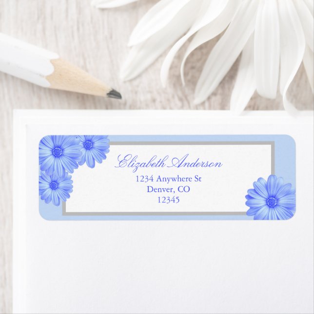 Etiqueta Diseño floral Azul claro (In situ)