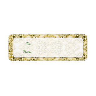Etiqueta Diseño floral del Relieve metalizado dorado
