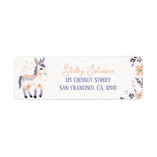 Etiqueta Diseño floral Donkey Boho Peach Lavender -
