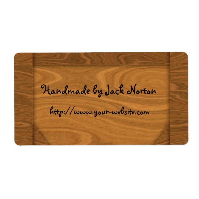 Etiqueta Diseño hecho a mano por - madera (Frente)