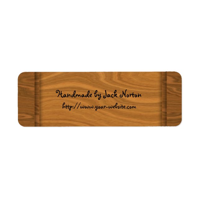 Etiqueta Diseño hecho a mano por - madera (Frente)