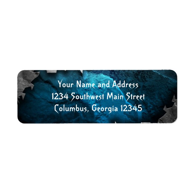 Etiqueta Diseño Metalizado/de piedra azul y plateado (Frente)