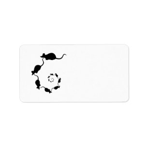 Etiqueta Diseño negro lindo del ratón. Espiral de ratones