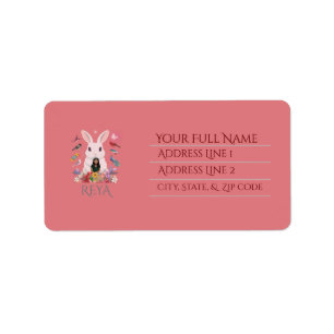 Etiqueta Diseño personalizado de conejos, flores y aves