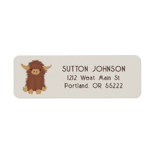 Etiqueta Diseño personalizado de vacas Highland, chabacano 