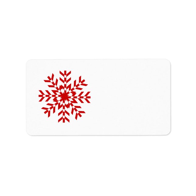 Etiqueta Diseño simple de copos de nieve rojos y blancos (Frente)