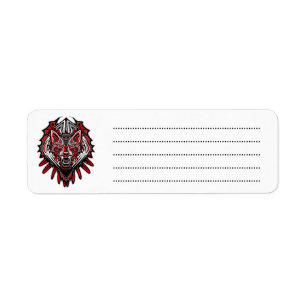 Etiqueta Diseño Totémico Tribal Haida de Lobo