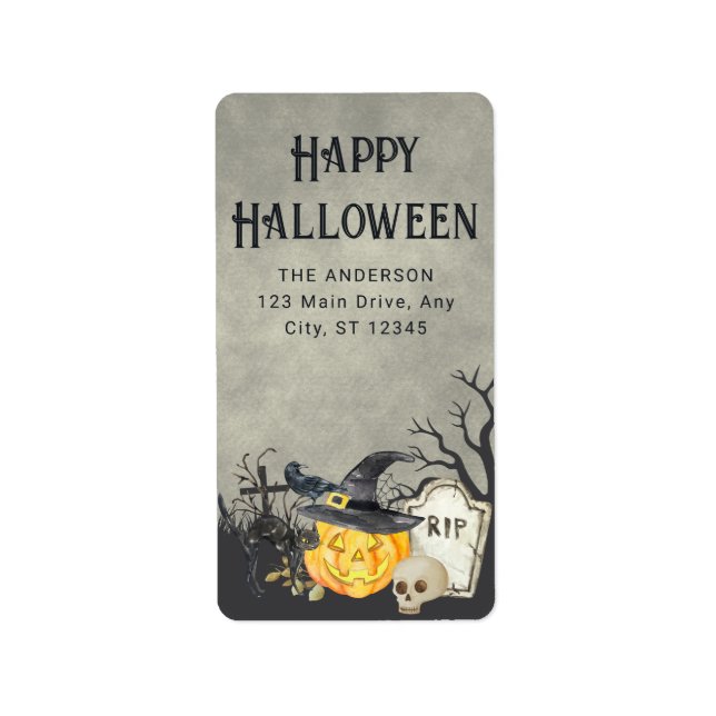 Etiqueta Disfraces espeluznantes y cócteles Halloween (Frente)