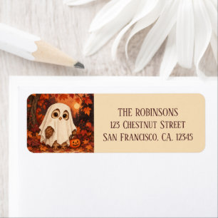 Etiqueta Disfraz de fantasma de búho lindo personalizado de