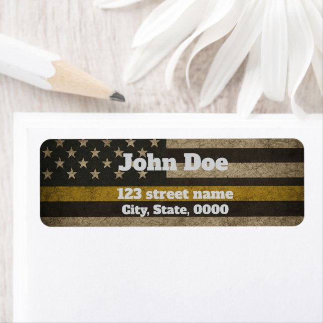 Etiqueta Distressed USA Flag with Thin Yellow Line  (In situ)