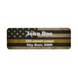 Etiqueta Distressed USA Flag with Thin Yellow Line 