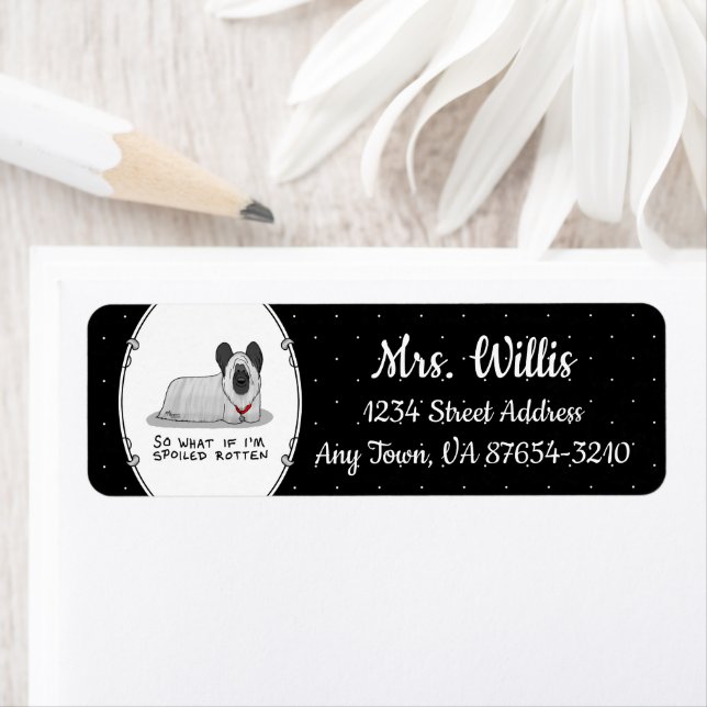 Etiqueta Diversión satina de Skye Terrier (plata) (In situ)