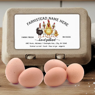 Etiqueta divertida de cartón de huevos frescos de 