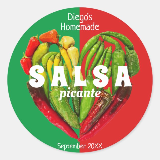 Etiqueta divertida de comida con pimientos rojos y (Anverso)