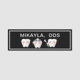 Etiqueta divertida de nombre de la dentista de los