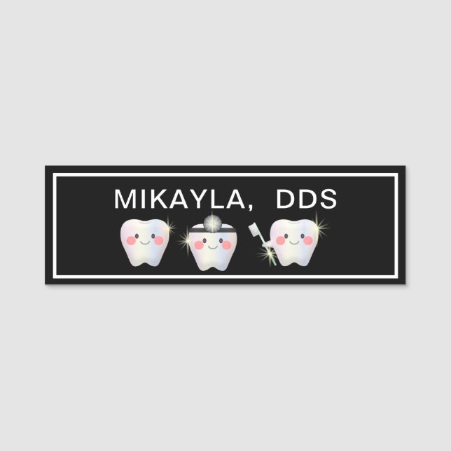 Etiqueta divertida de nombre de la dentista de los (Anverso)