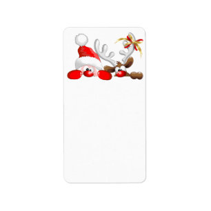 Etiqueta divertida de Santa y Personalizado de ren