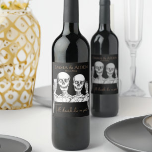 Etiqueta divertida de vino de cráneo