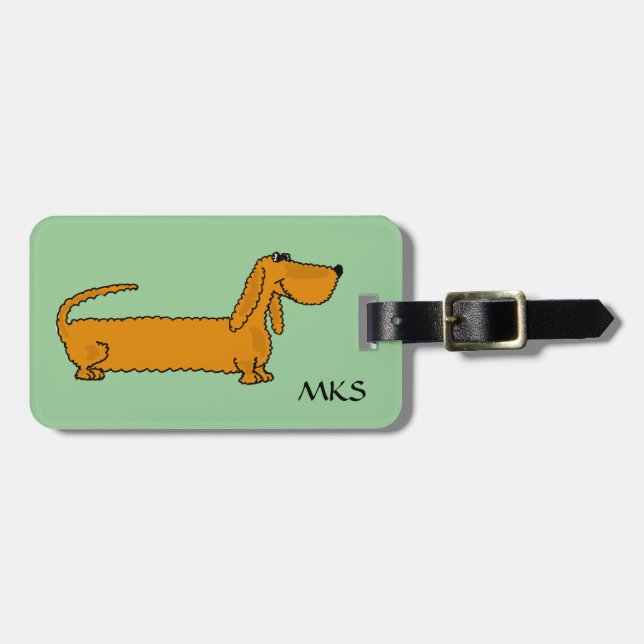 Etiqueta divertida del equipaje del Dachshund AW (Frente Horizontal)