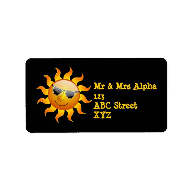 Etiqueta divertida del sol de verano (Frente)