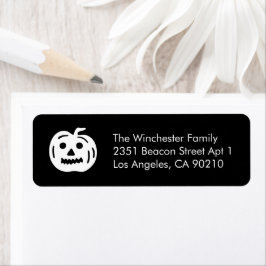 Etiqueta Divertida dirección de Halloween de la calabaza bl