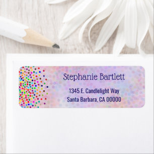Etiqueta Divertida Girly Colorful Confetti Return Address