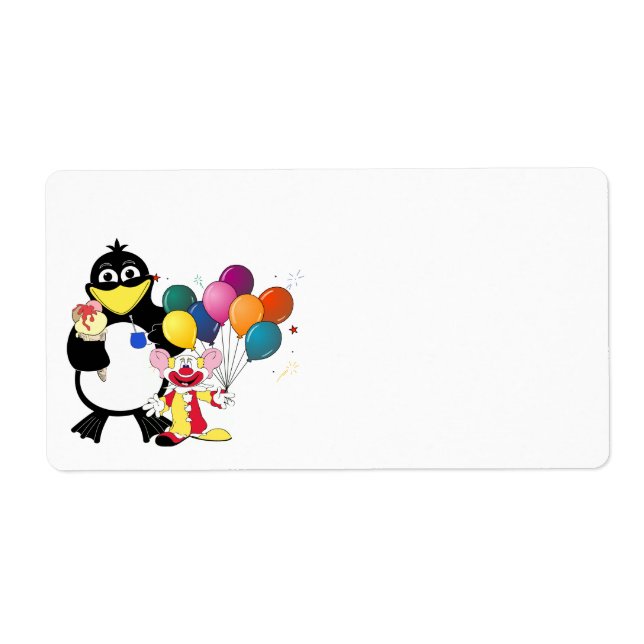 Etiqueta Divertido pingüino y personalizado de payasos (Frente)