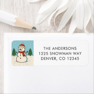 Etiqueta Divertido Snowman Navidades de corte en dirección 