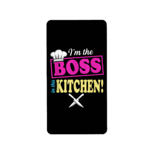 Etiqueta Divertido Soy El Jefe En Esta Camiseta Cocinando